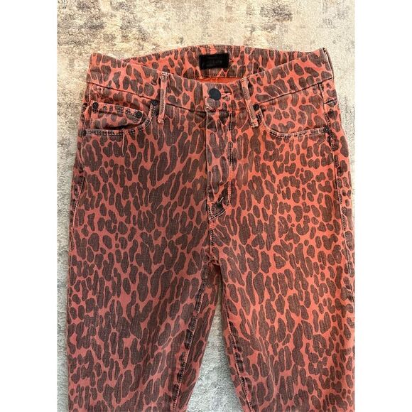 MOTHER Looker High-Rise Leopard Ankle Fray Skinny Jeans in Animal Attraction Siz - Picture 6 of 12